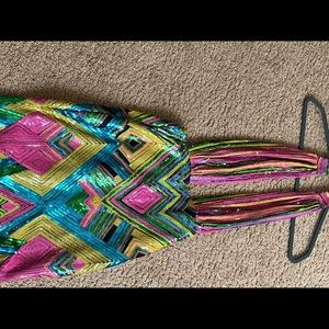 Sexy deep v multicolor sequin dress with low back